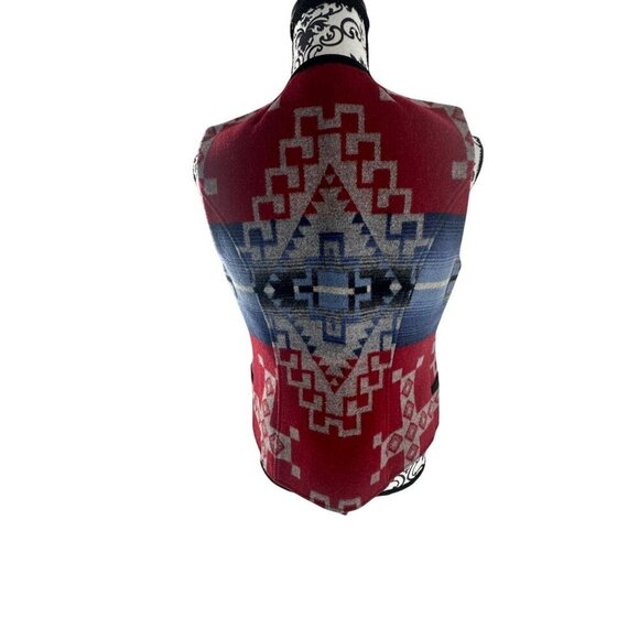 Pendleton Womens Southwestern Wool Vest Small Red/Blue Geometric Pattern USA Fab - Picture 4 of 16